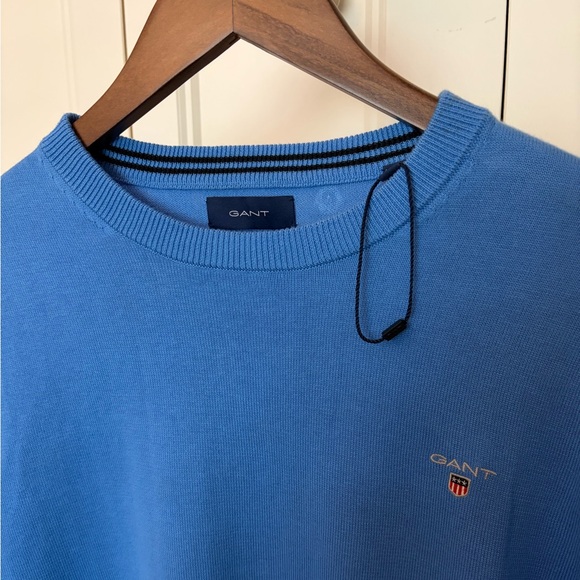 GANT Men's Classic Cotton Crew Neck Sweater - Blue - Picture 2 of 6